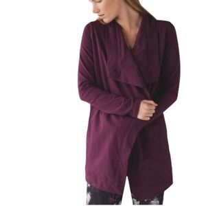 Lululemon Restore Wrap Jacket Sz 8 Burgundy | Long Drape Front Layer Fall